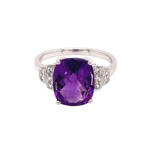 3.18ct Amethyst & Diamond Ring