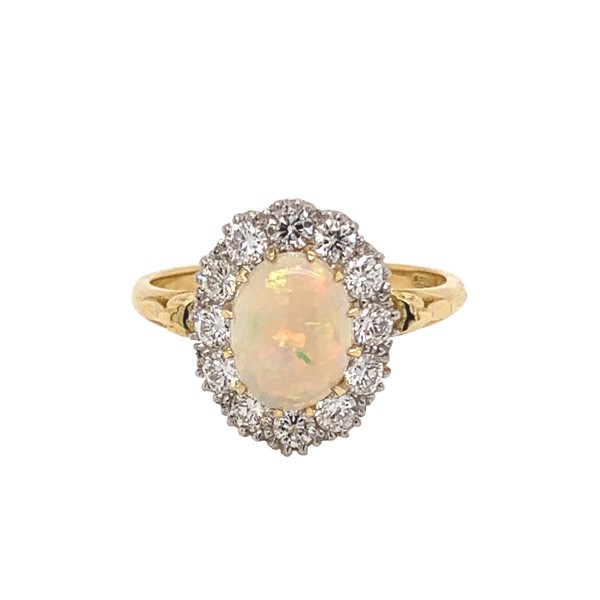 Opal Diamond Cluster Ring