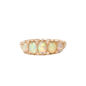 1.72ct Oval Opal Victorian Style Half Hoop Ring