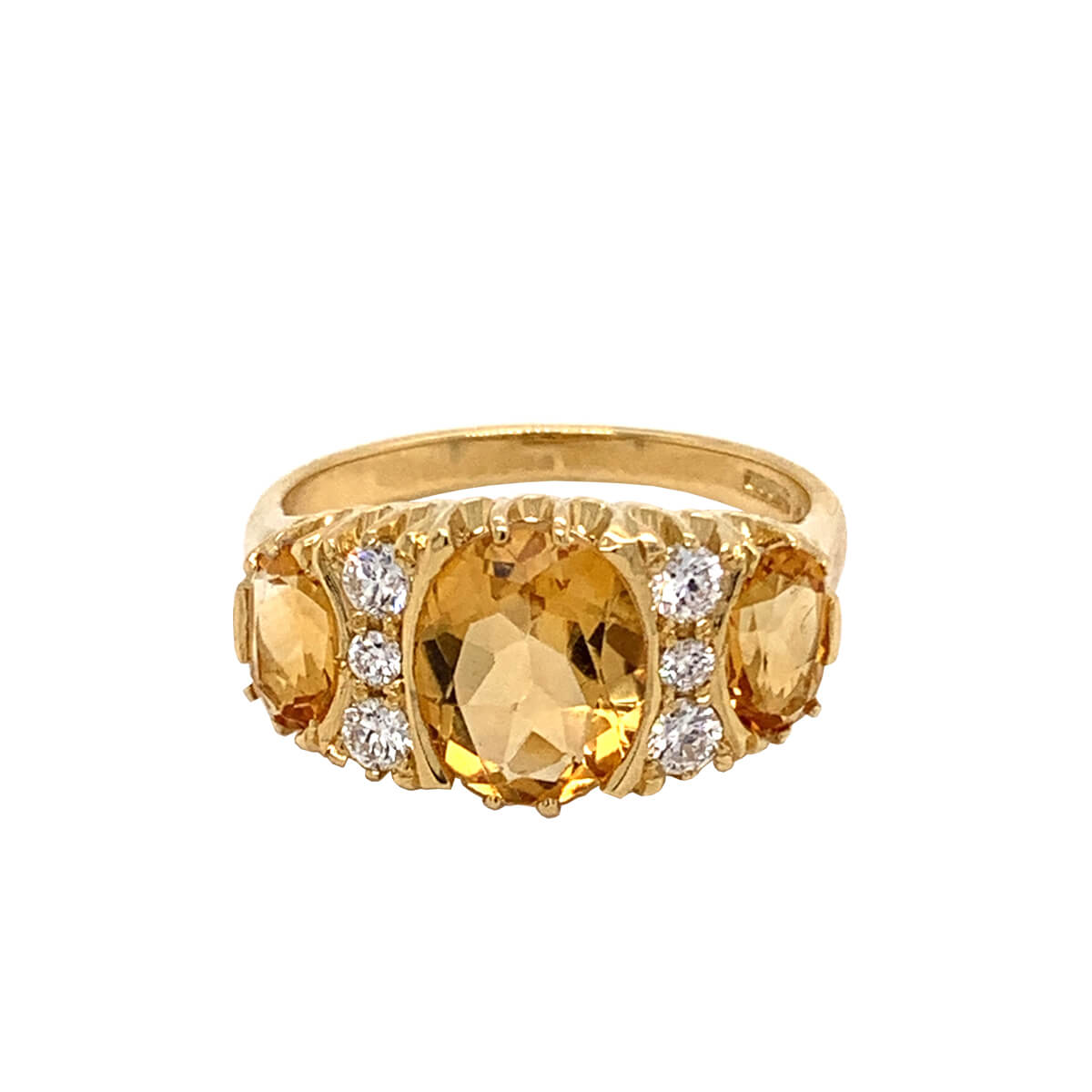 Citrine & Diamond Three Stone Ring