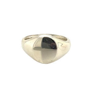 9ct White Gold Oval Oxford Signet Ring