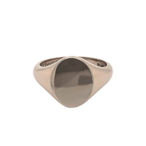 18ct White Gold Oval Signet Ring