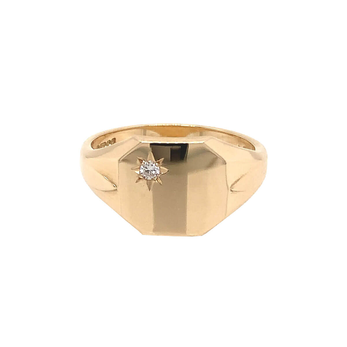 9ct Yellow Gold Diamond Set Signet Ring