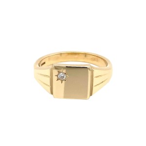 9ct Yellow Gold Diamond Set Signet Ring