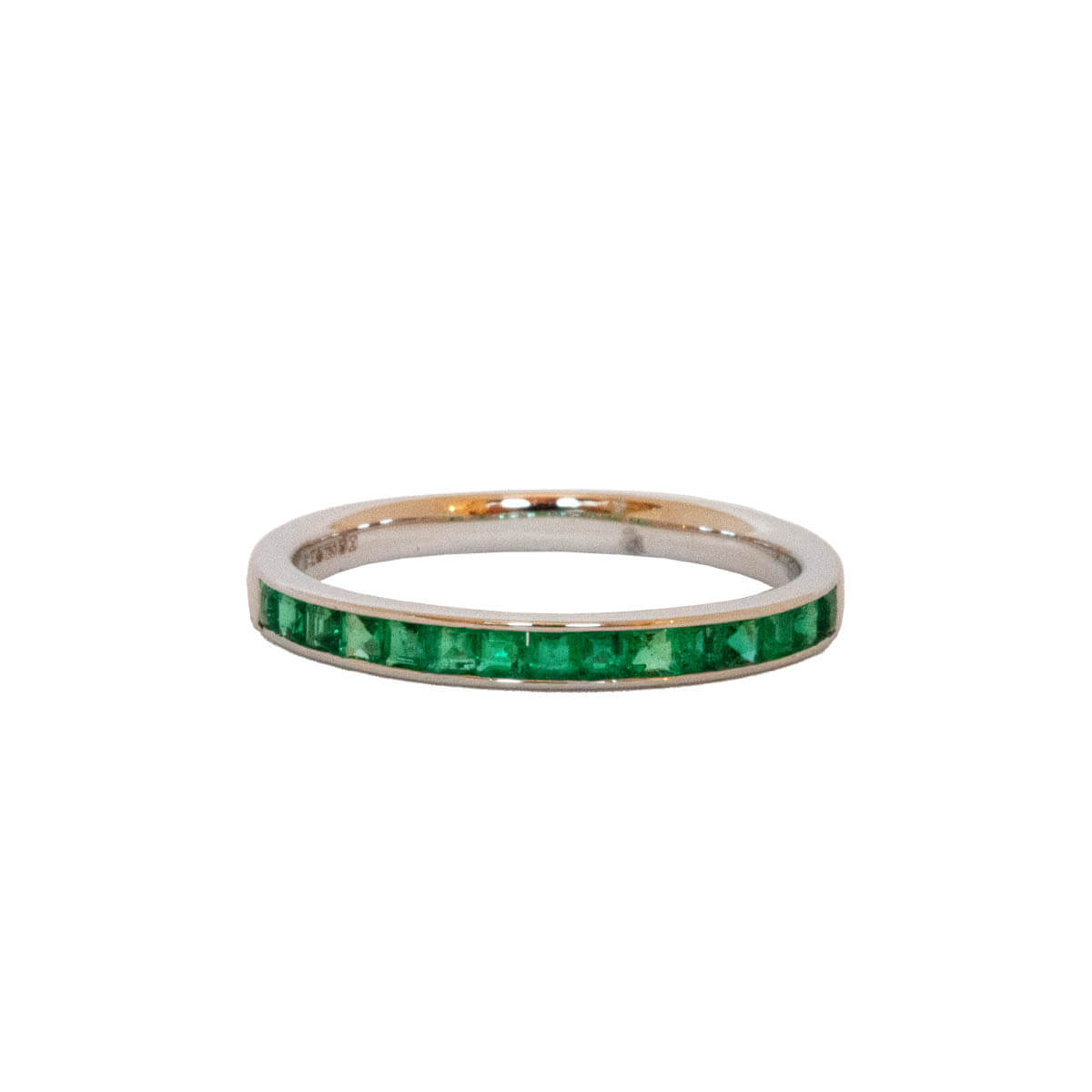0.40ct Square Cut Emerald Half Eternity Ring