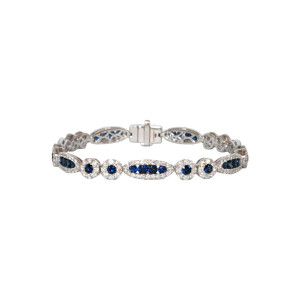 3.63ct Round Sapphire & Round Brilliant Cut Diamond Bracelet
