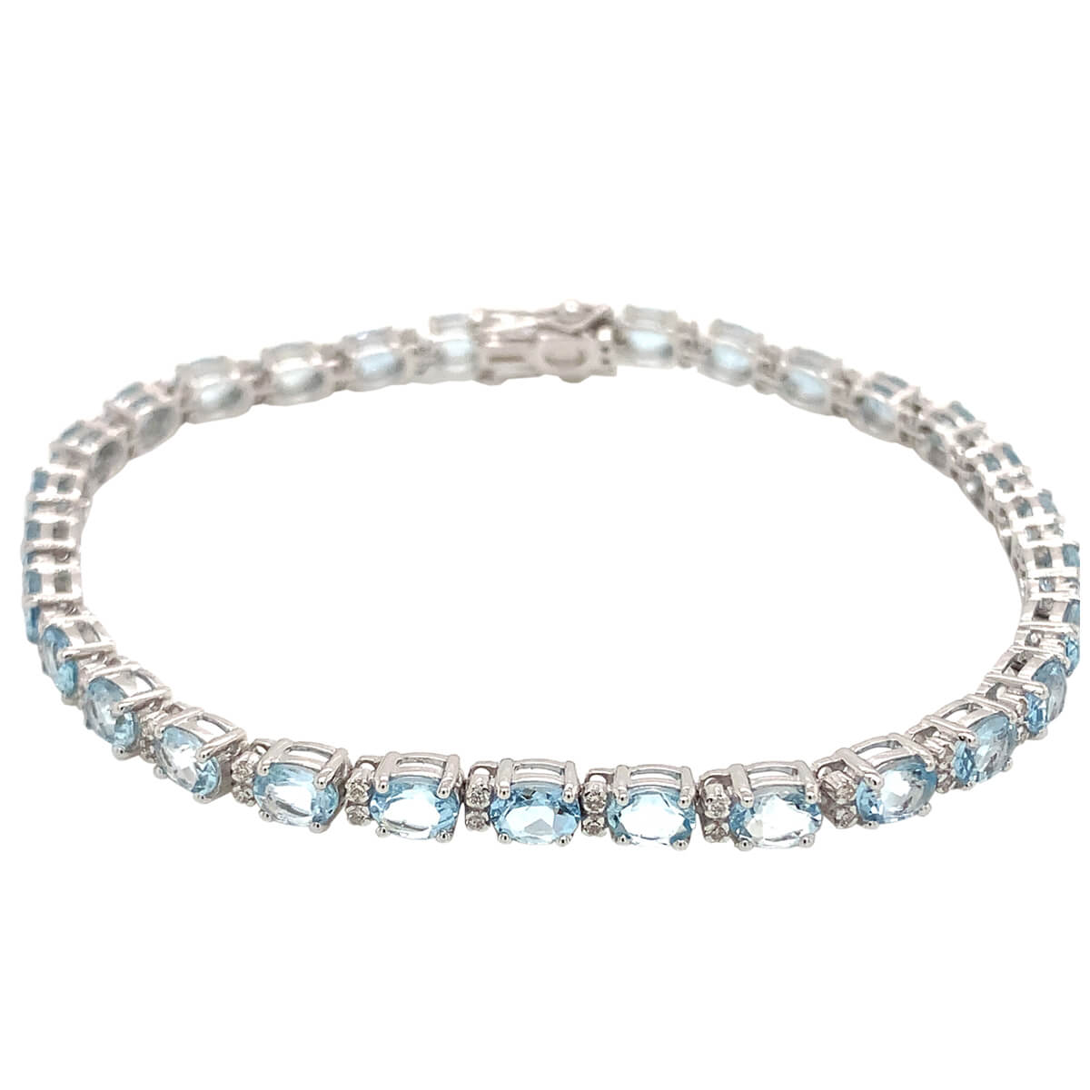 Aquamarine & Diamond Tennis Bracelet