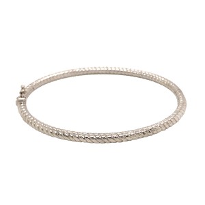 9ct White Gold Twist Hinged Bangle