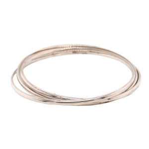 9ct White Gold Plain Russian Bangle