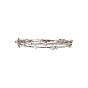 1.05ct Round Brilliant Cut Diamond Bubble Design Hinged Bangle
