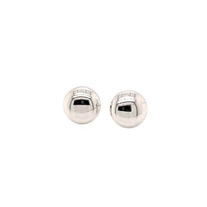 18ct White Gold Button Stud Earrings