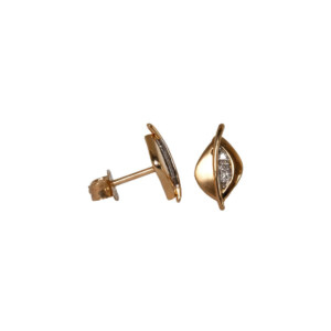 0.045ct Round Brilliant Cut Diamond Leaf Design Studs