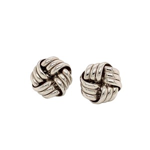 18ct White Gold Knot Earrings