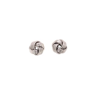 18ct White Gold Knot Earrings