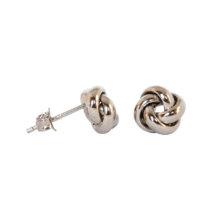 18ct White Gold Knot Stud Earrings