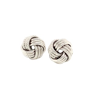 18ct White Gold Knot Earrings
