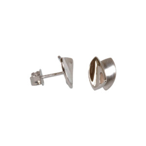 18ct White Gold Double Shield Stud Earrings