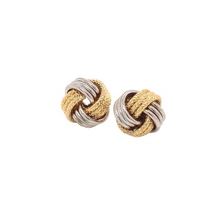 18ct Yellow & White Gold Knot Earrings
