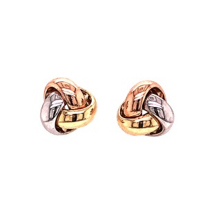 18ct Three Colour Knot Earrings