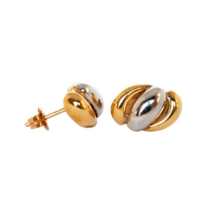 18ct Yellow & White Polished Gold Stud Earrings
