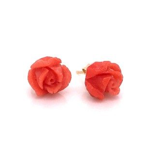 Carved Coral Stud Earrings