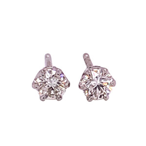 0.91ct Round Brilliant Cut Diamond Solitaire Earrings