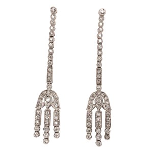 Round Brilliant Cut Diamond Chandelier Style Drop Earrings