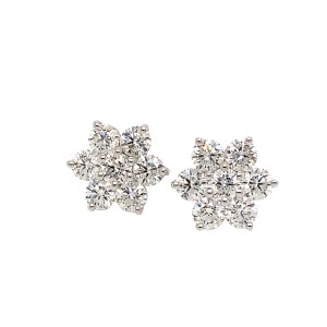 3.00ct Round Brilliant Cut Diamond Cluster Earrings