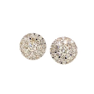 1.88ct Round Brilliant Cut Diamond Cluster Earrings