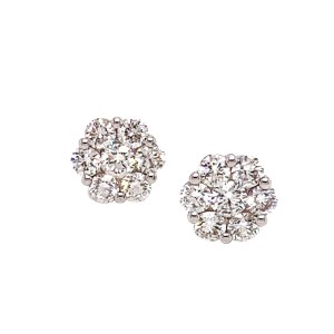 1.20ct Round Brilliant Cut Diamond Cluster Earrings