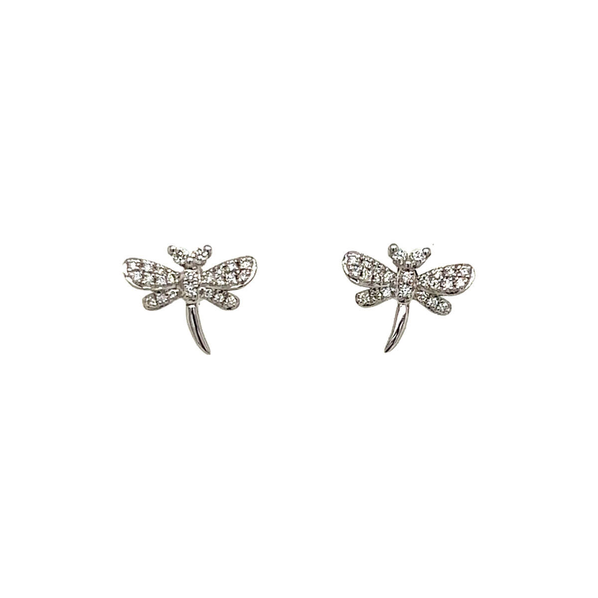 Round Brilliant Cut Diamond Dragonfly Earrings