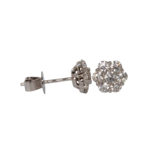 1.21ct Round Brilliant Cut Diamond Cluster Stud Earrings