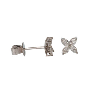 0.36ct Marquise Cut Diamond Flower Stud Earrings
