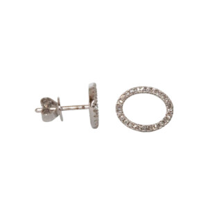 0.14ct Round Brilliant Cut Diamond Open Oval Stud Earrings