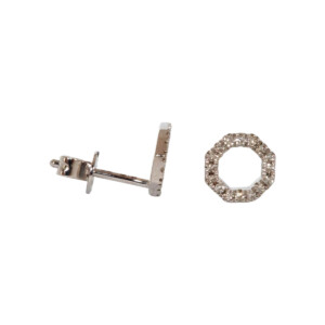 0.12ct Round Brilliant Cut Diamond Open Octagon Stud Earrings