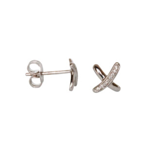 0.05ct Round Brilliant Cut Diamond Cross Stud Earrings