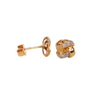 0.04ct Round Cut Diamond Knot Stud Earrings