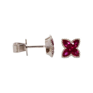 1.05ct Ruby Quarterfoil Design Stud Earrings