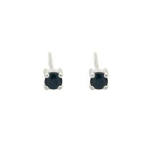 18ct White Gold Round Sapphire Stud Earrings