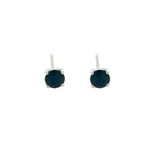 18ct White Gold Round Sapphire Stud Earrings