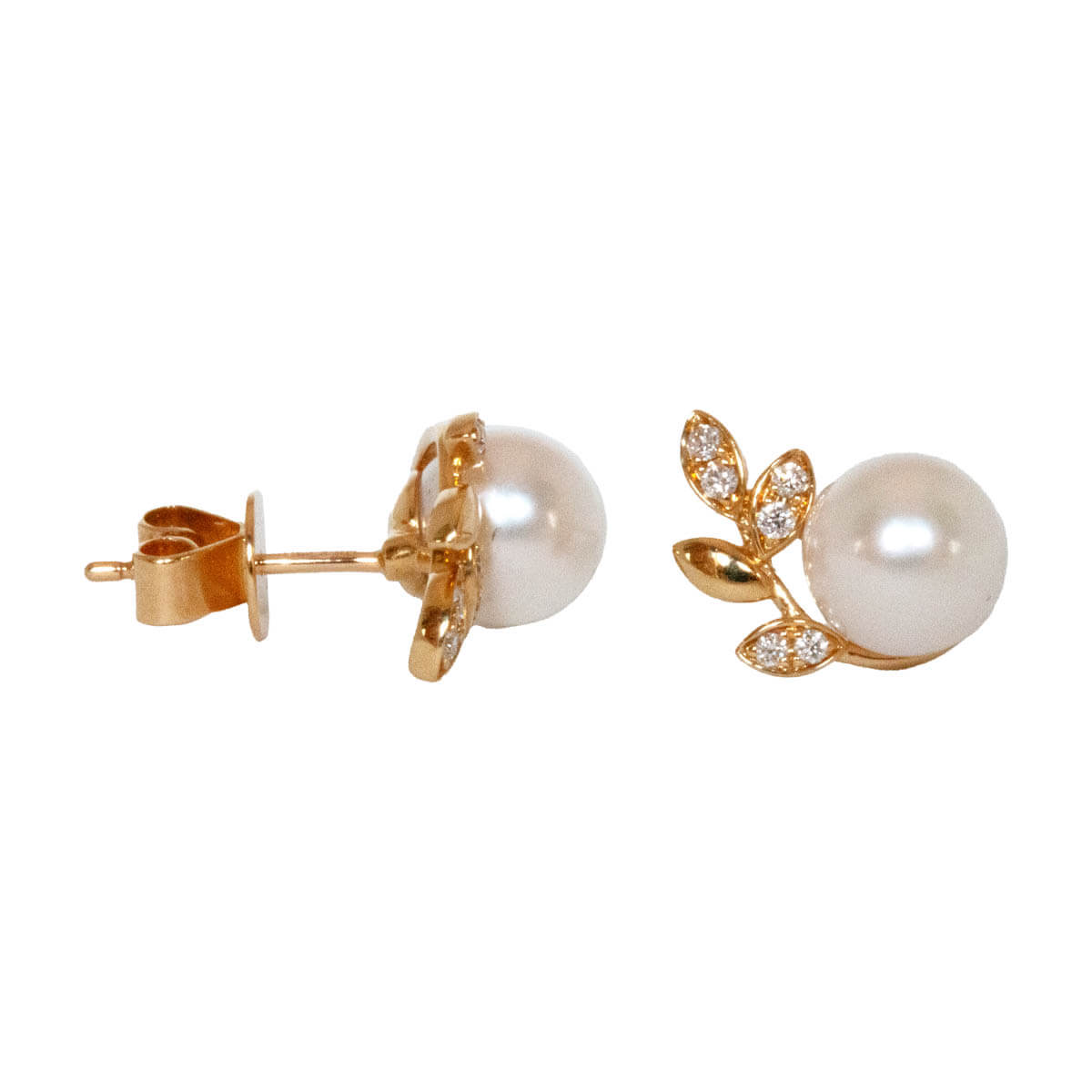 0.11ct Round Brilliant Cut Diamond & Akoya Pearl Stud Earrings