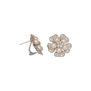 1.21ct Round Brilliant Cut Diamond & Pearl Stud Earrings