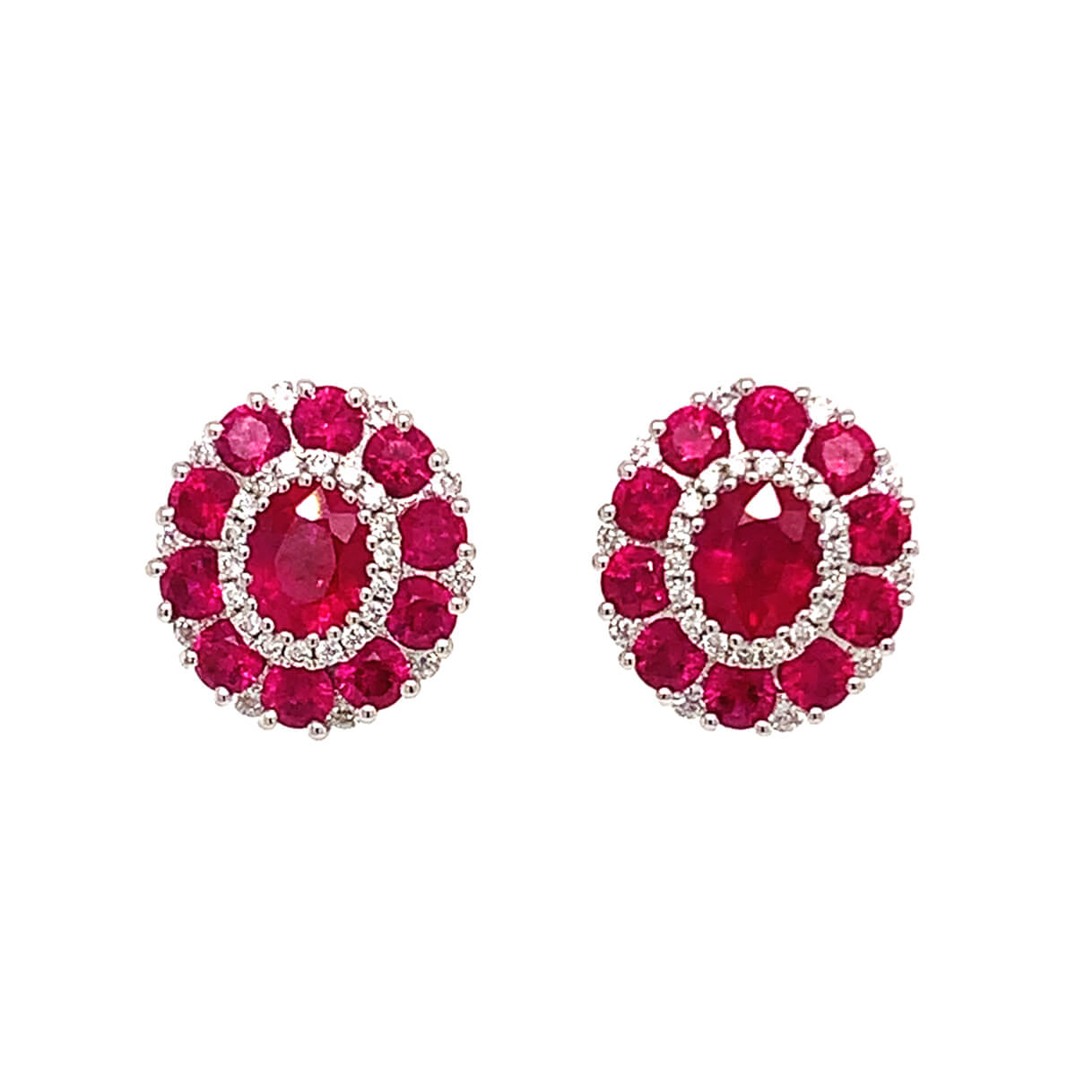 Ruby & Diamond Cluster Earrings