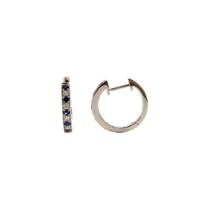 0.22ct Round Sapphire & Round Brilliant Cut Diamond Hoop Earrings