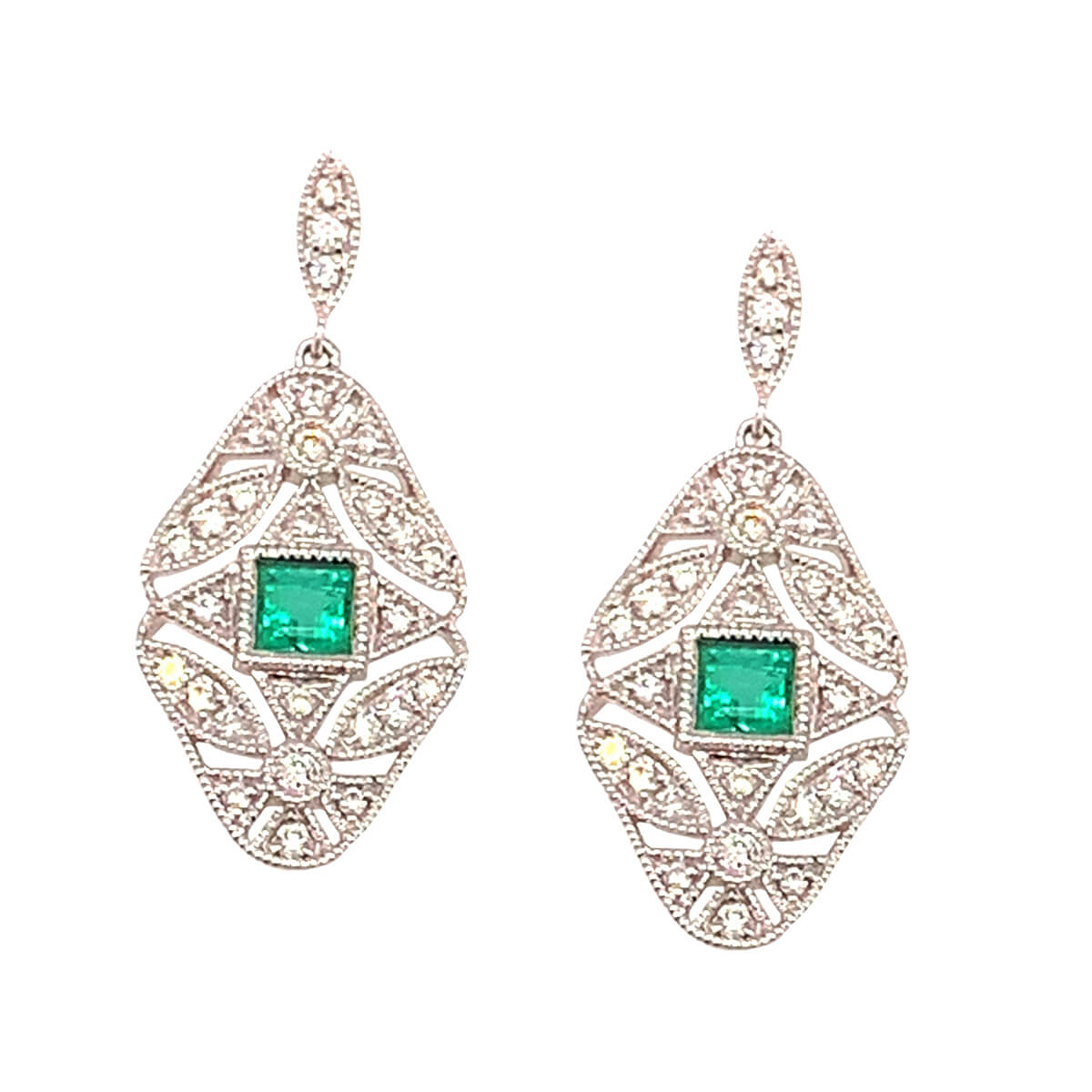 Emerald & Diamond Drop Earrings