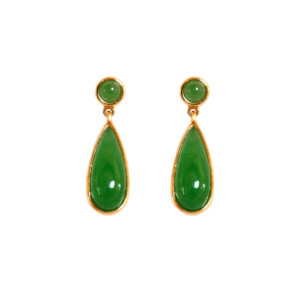 Jade & 18ct Yellow Gold Teardrop Earrings