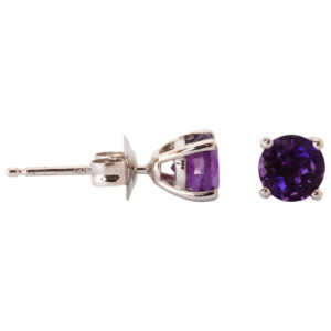 Round Amethyst Stud Earrings