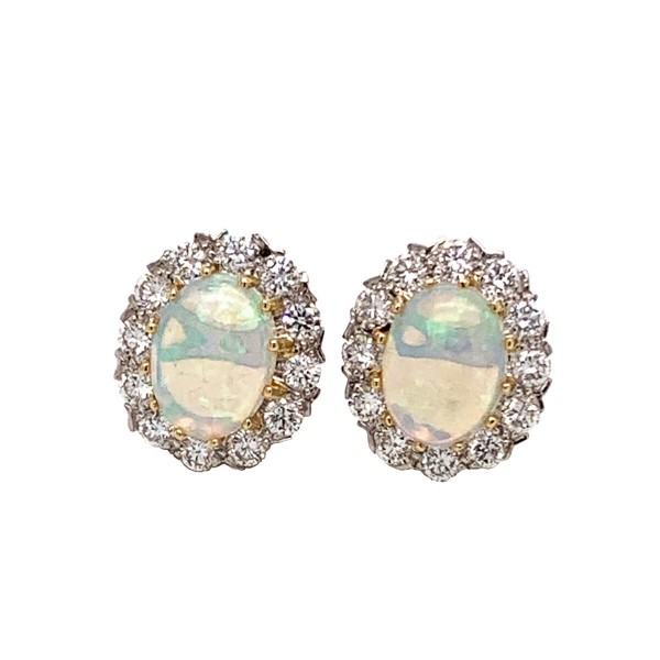 Opal Diamond Cluster Earrings