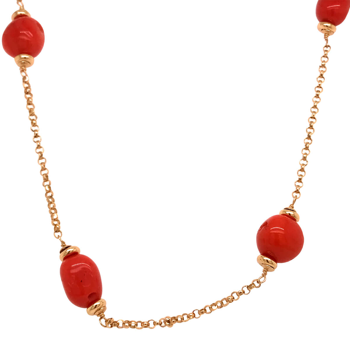 18ct Yellow Gold and Coral Necklace