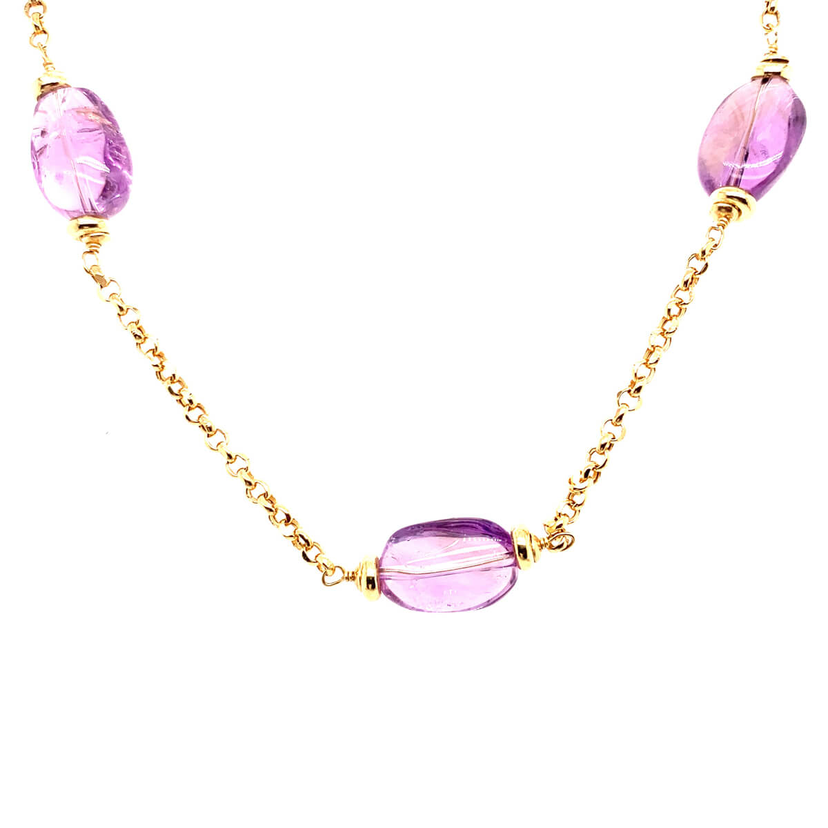 18ct Yellow Gold Chain & Amethyst Necklace